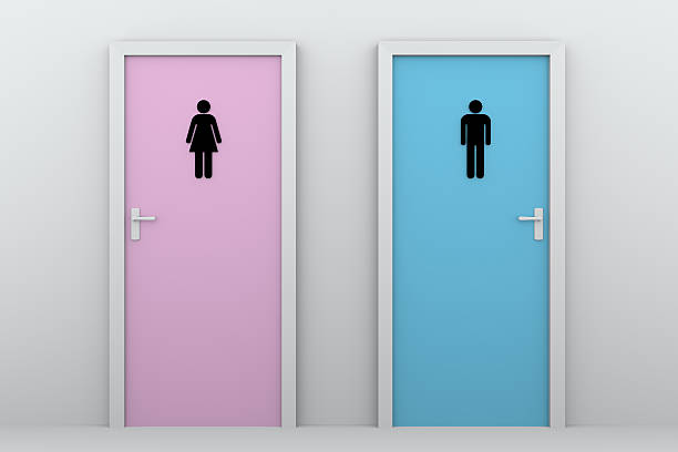 puertas de inodoro para niños y niñas - public restroom bathroom restroom sign sign fotografías e imágenes de stock