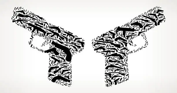 Vector illustration of Two Pistols Gun Black Icon Pattern Background