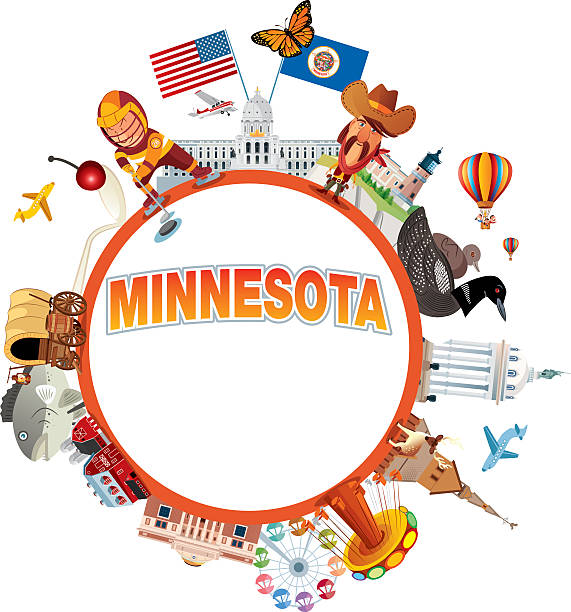 Minnesota Travel Vector Minnesota Travel loon bird stock illustrations
