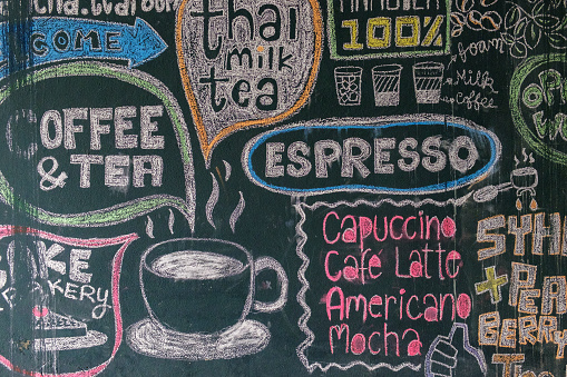 Sign menu coffee and tea