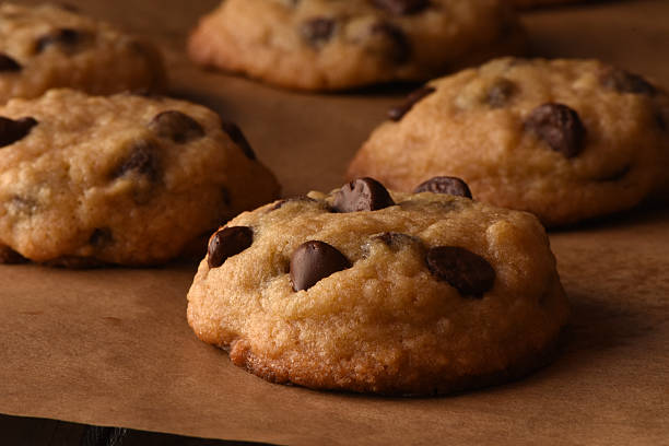 Delicious Chocolate Chip Cookies on a Tray stock photo