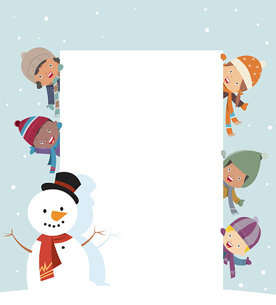 ilustrações de stock, clip art, desenhos animados e ícones de um lindo cartão de natal - christmas snow child winter
