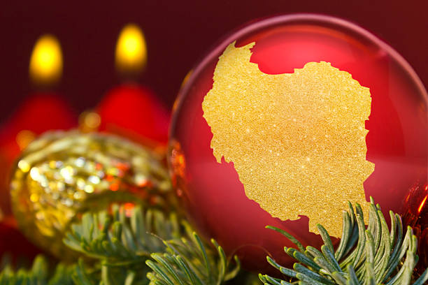 istock Red bauble with the golden shape of Iran.(series) 623983336