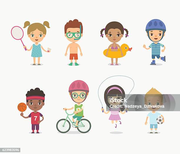 Summer Children Playing Stock Illustration - Download Image Now - Child, Sport, Swimming