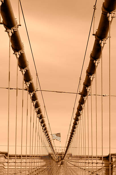 Low Angle View Of Brooklyn Bridge Against Clear Sky