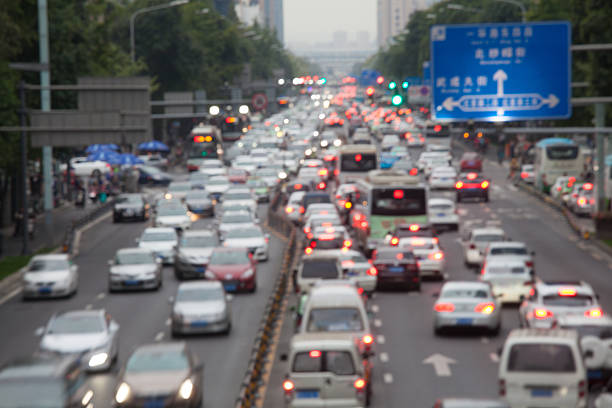 Super traffic jam:  scene of urban rush hours in a Chinese city