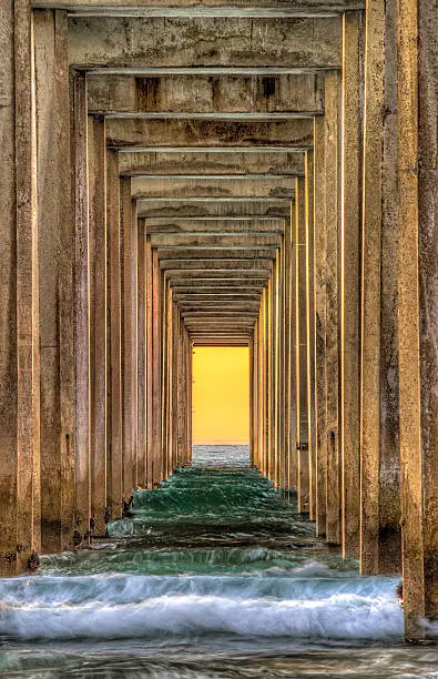 Photo of Symmetrical shot under Scripps Pier during sunset