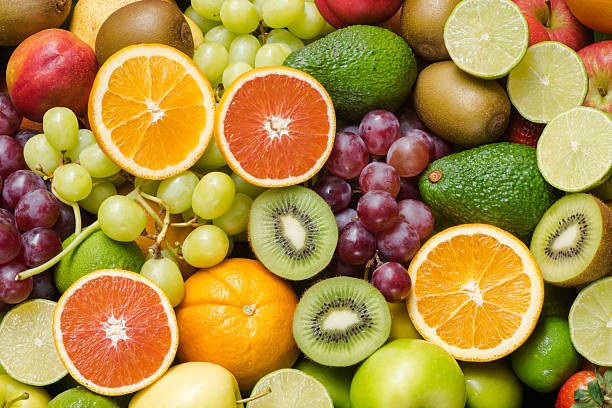 istock Prepared group of fresh fruits background 623996888