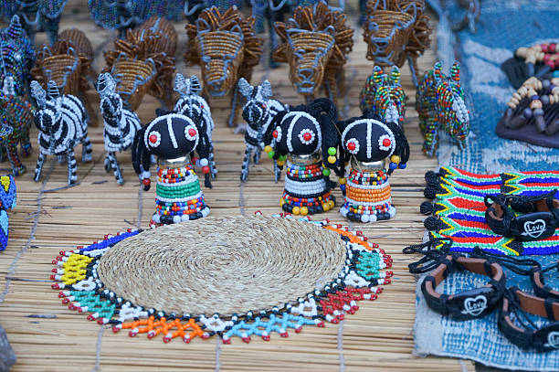 cute souvenirs for sell , south africa. - south africa africa zulu african culture imagens e fotografias de stock