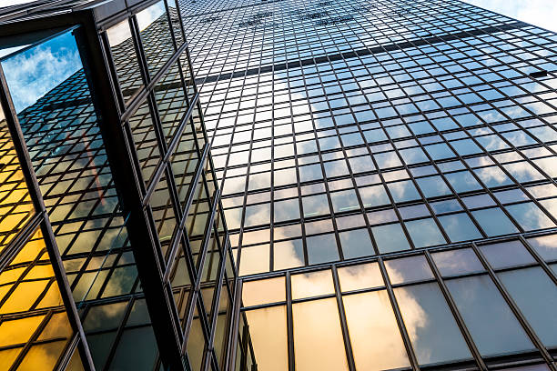 istock perspective and low angle view of modern highrise 623998610