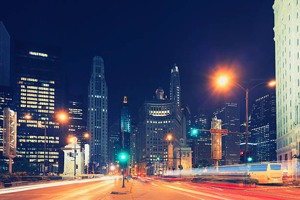 istock Michigan avenue in Chicago at night 624000818