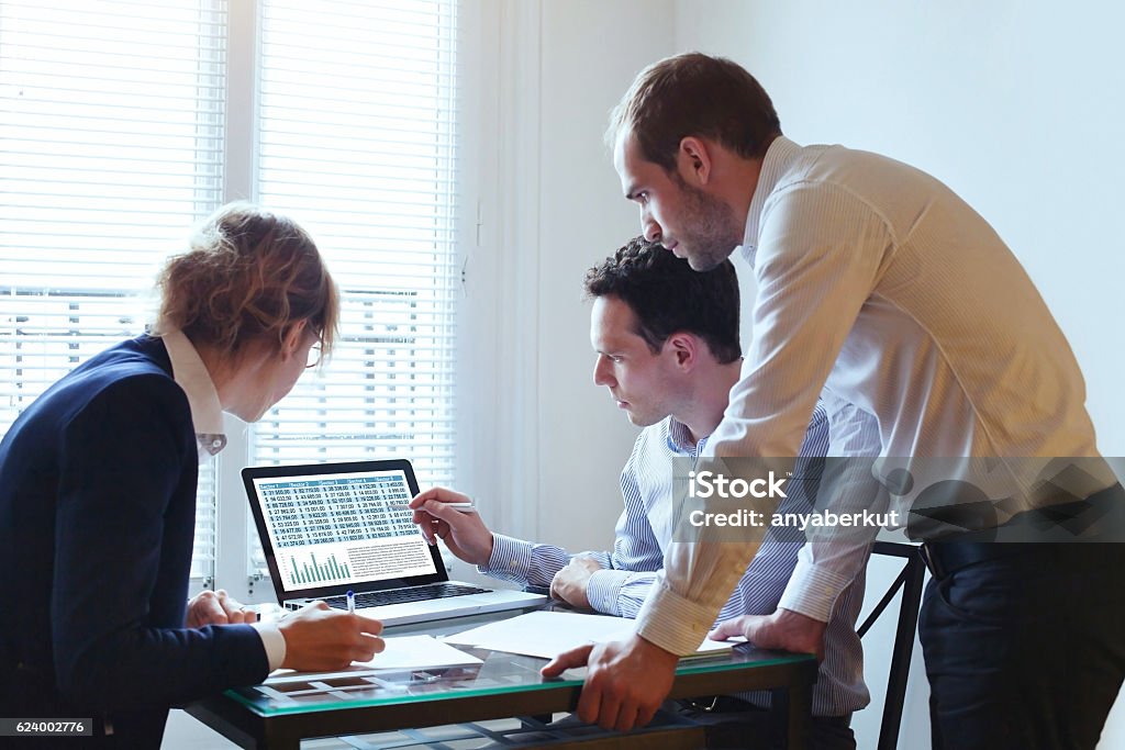 teamwork, business meeting teamwork, business meeting, team working on financial plan Spreadsheet Stock Photo