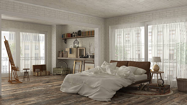 istock Vintage bedroom in bohemian style 624007218