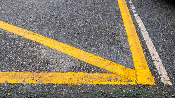 istock Yellow line for trafic on the road. 624007480