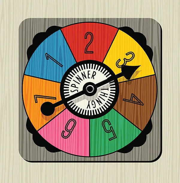 Vector illustration of vintage game spinner with numbers and arrow