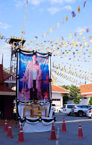 immagine pubblica di bhumibol adulyadej re nostro amato. - political rally foto e immagini stock