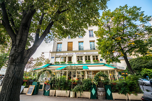 Paris, France - September 26, 2016: Restaurant on Ile Saint Louis, Paris, France