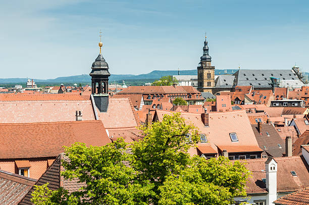 View over the old town of Bamberg, Germany. Historic city center of Bamberg is a listed UNESCO world heritage site.