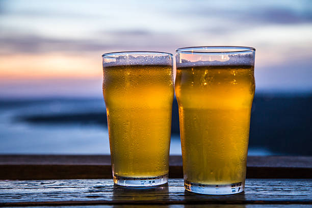 Two glasses of beer on the table