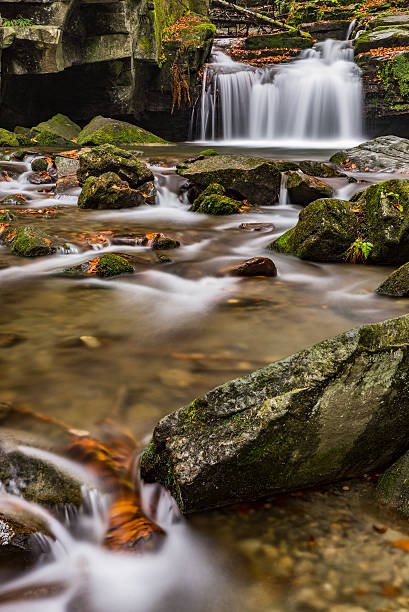 istock Autumn waterfalls with stones 624023724