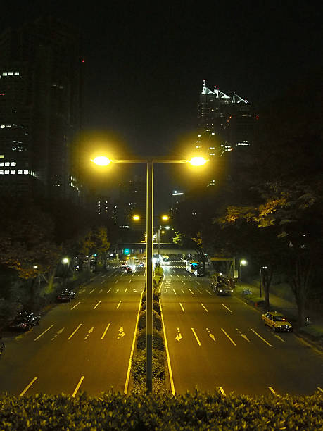 istock street light illuminating the night road 624025200