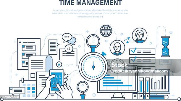 Time Management Planning Organization Of Working Work Process Control Stock Illustration - Download Image Now