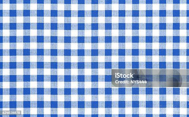 Blue Picnic Cloth Background Stock Photo - Download Image Now - Tablecloth, Blue, Checked Pattern