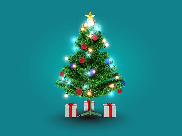istock isolated christmas tree with gift 3d winter holiday xmas background 624031118