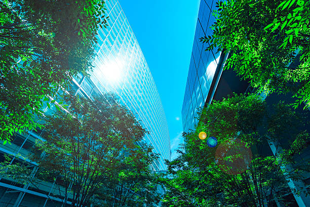 High-rise buildings and blue sky - Tokyo, Japan High-rise buildings and blue sky - Tokyo, Japan business architecture blue people stock pictures, royalty-free photos & images