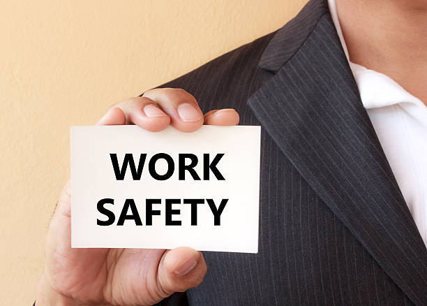 istock WORK SAFETY word on the white card 624033696