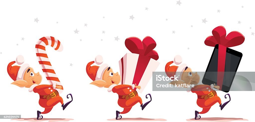 Vector plano de Navidad santa claus elfo retrato de personaje - arte vectorial de Elfo libre de derechos