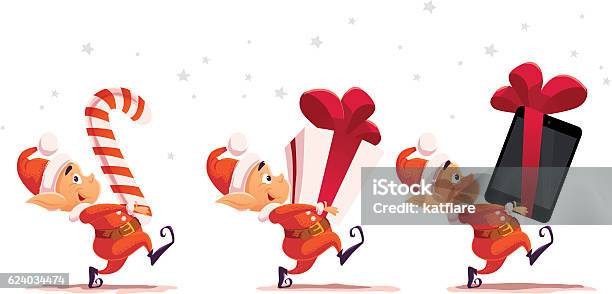 Ilustración de Vector Plano De Navidad Santa Claus Elfo Retrato De Personaje y más Vectores Libres de Derechos de Elfo