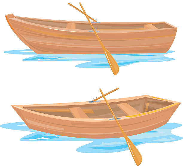 ilustrações, clipart, desenhos animados e ícones de barco de madeira - rowboat