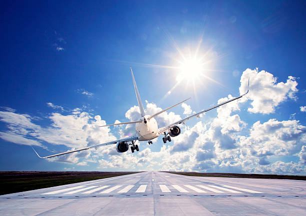 istock Passenger airplane Landing on pist 624047462