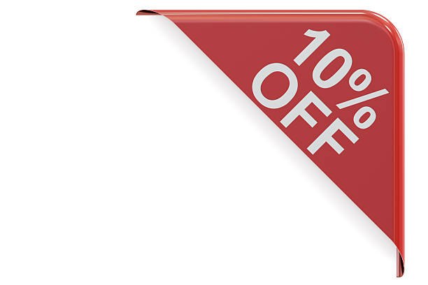 istock red corner with sale and discount concept, 10% off. 624064110