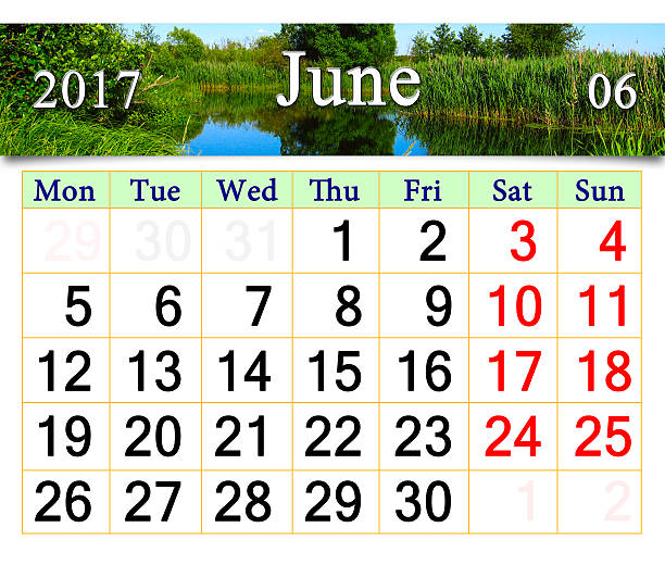 istock calendar for June 2017 with image of lake 624064408