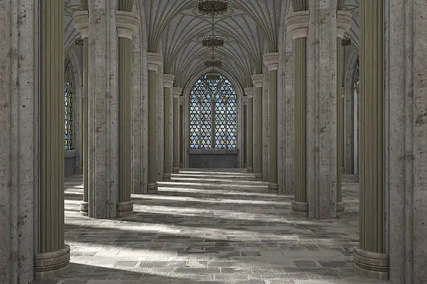 Photo of Gothic hall interior 3d illustration