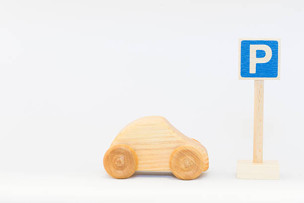 istock Traffic sign and wooden car 624064496