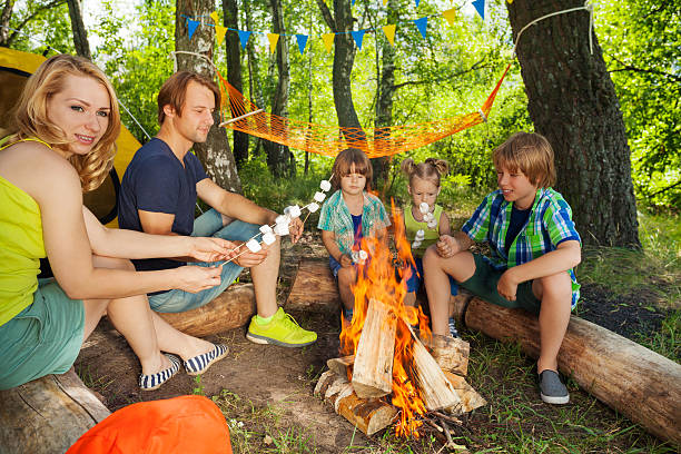 istock Happy big family grilling marshmallows on a sticks 624064818