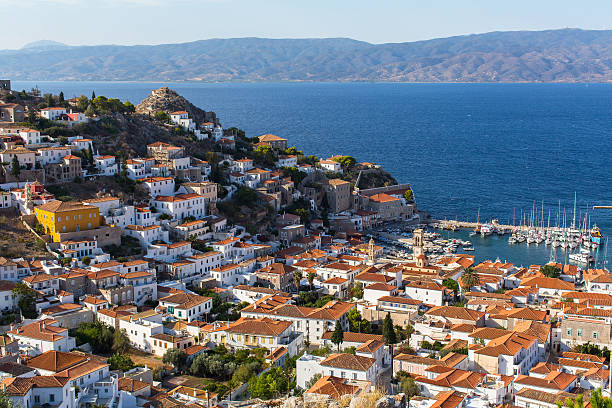 istock Bird's-eye view of Hydra island, Greece. 624066600
