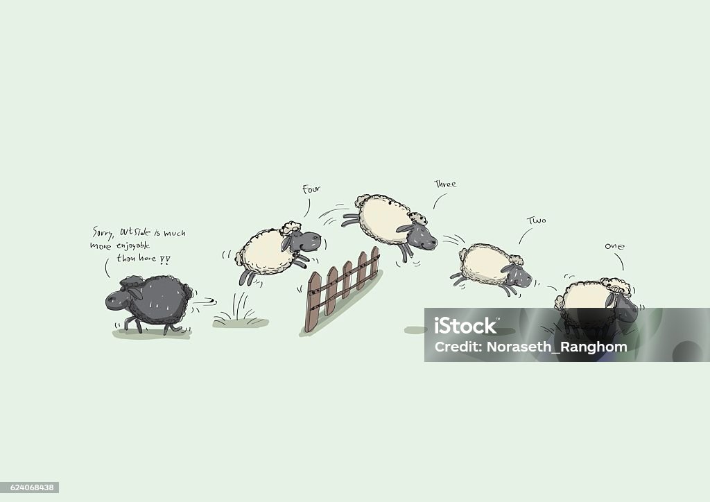 Counting Sheep Jumping Counting Sheep Jumping Over the Fence Sheep stock vector
