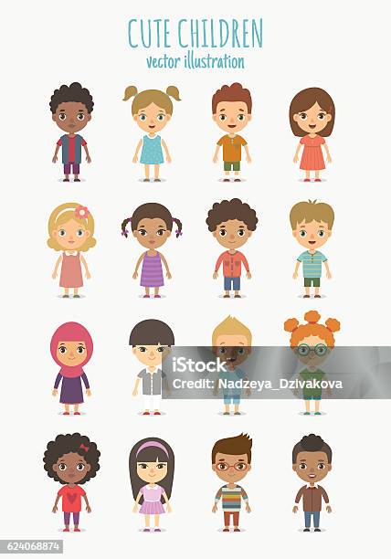 Children Set Stock Illustration - Download Image Now - Child, Teenage Girls, Boys