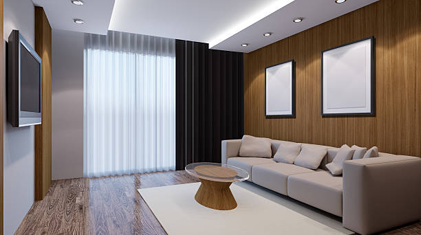 istock recreation room design. Interior living room. 3d render 624069092