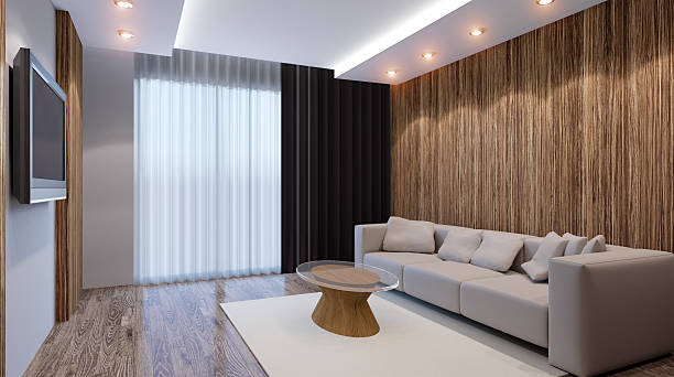 istock recreation room design. Interior living room. 3d render 624083344