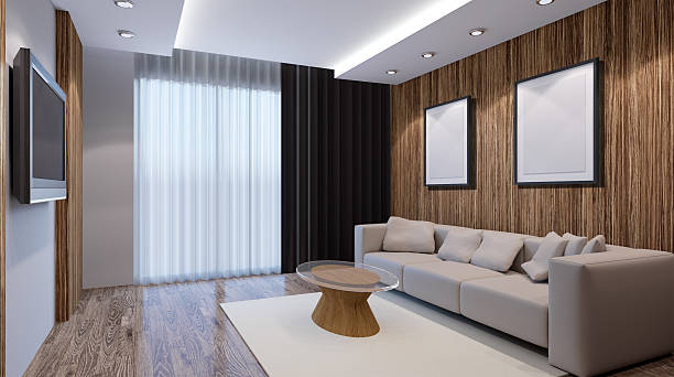 istock recreation room design. Interior living room. 3d render 624083412
