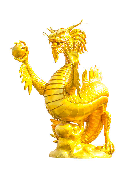 istock Golden dragon statue isolated 624083744