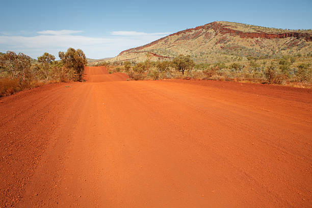 Remote road in australian desert stock photo