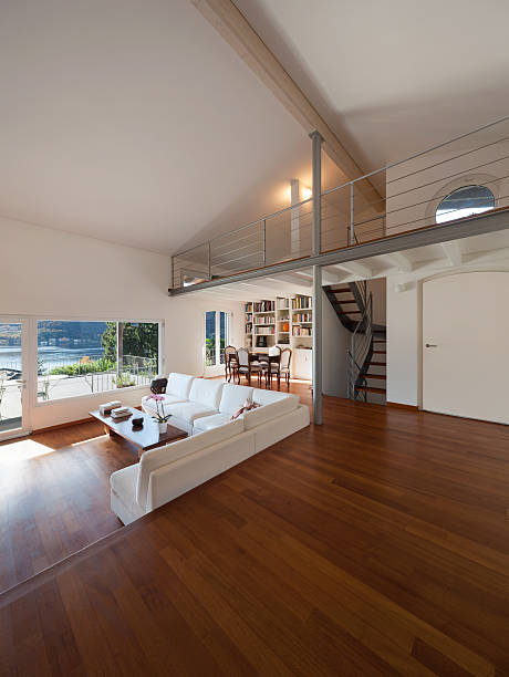 istock Living room of a loft 624100044