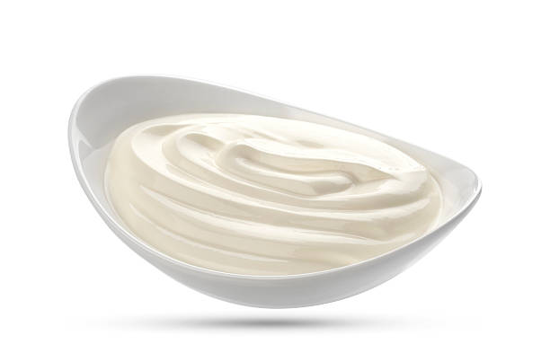 istock Sour cream in bowl isolated on white background 624108226