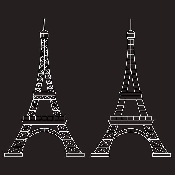 ilustrações de stock, clip art, desenhos animados e ícones de vector line illustration of eiffel tower, paris. - famous place usa black background international landmark